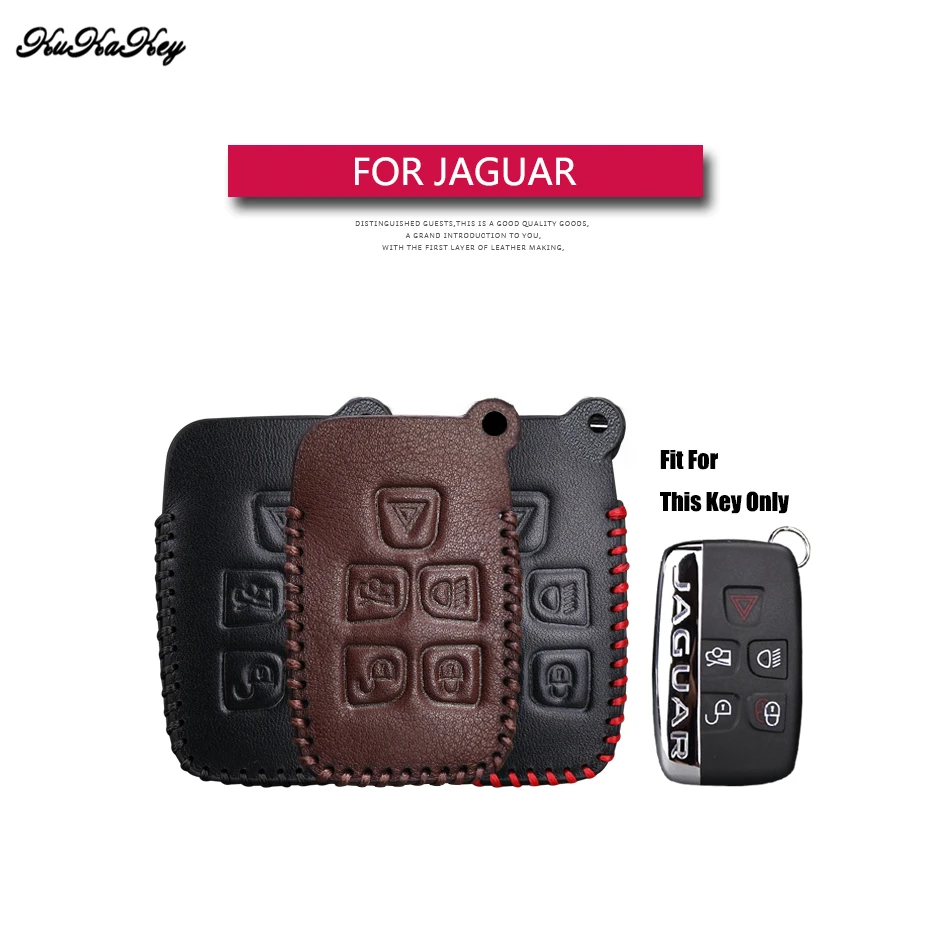 

Genuine Leather Remote Keyless Car Key Case Cover Holder For Jaguar XF XK XKR X-type XE V12 Guitar Key Bag Shell For Jaguar Key