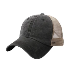 Спортивная Кепка в стиле ретро из потертой хлопковой сетки, головной убор, спортивная одежда для улицы с регулируемой застежкой сзади