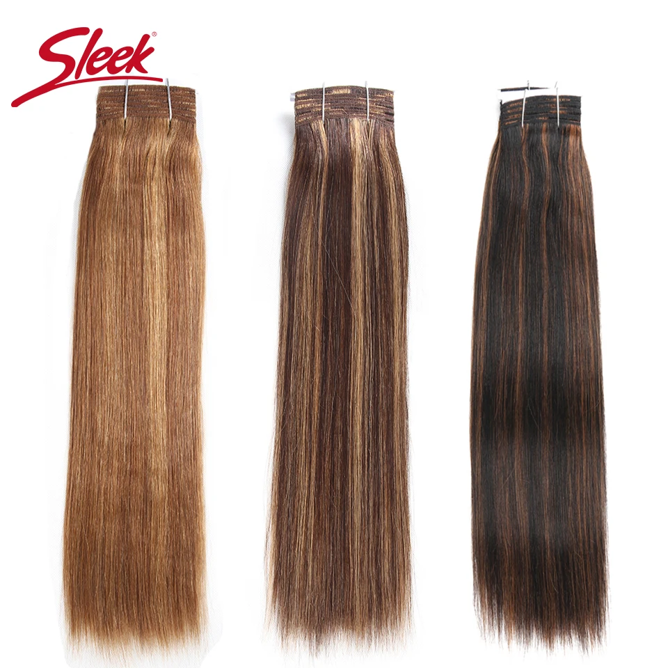 Feixes de Cabelo Humano em Linha Elegante Cabelo Remy Brasileiro Yaki Reta 1 pc Piano p4 - 30 P1b 27 p6 Tecer Pacotes Extensões 113g 1 27 # p6 27 # extensões de tecelagem de cabelo 113g