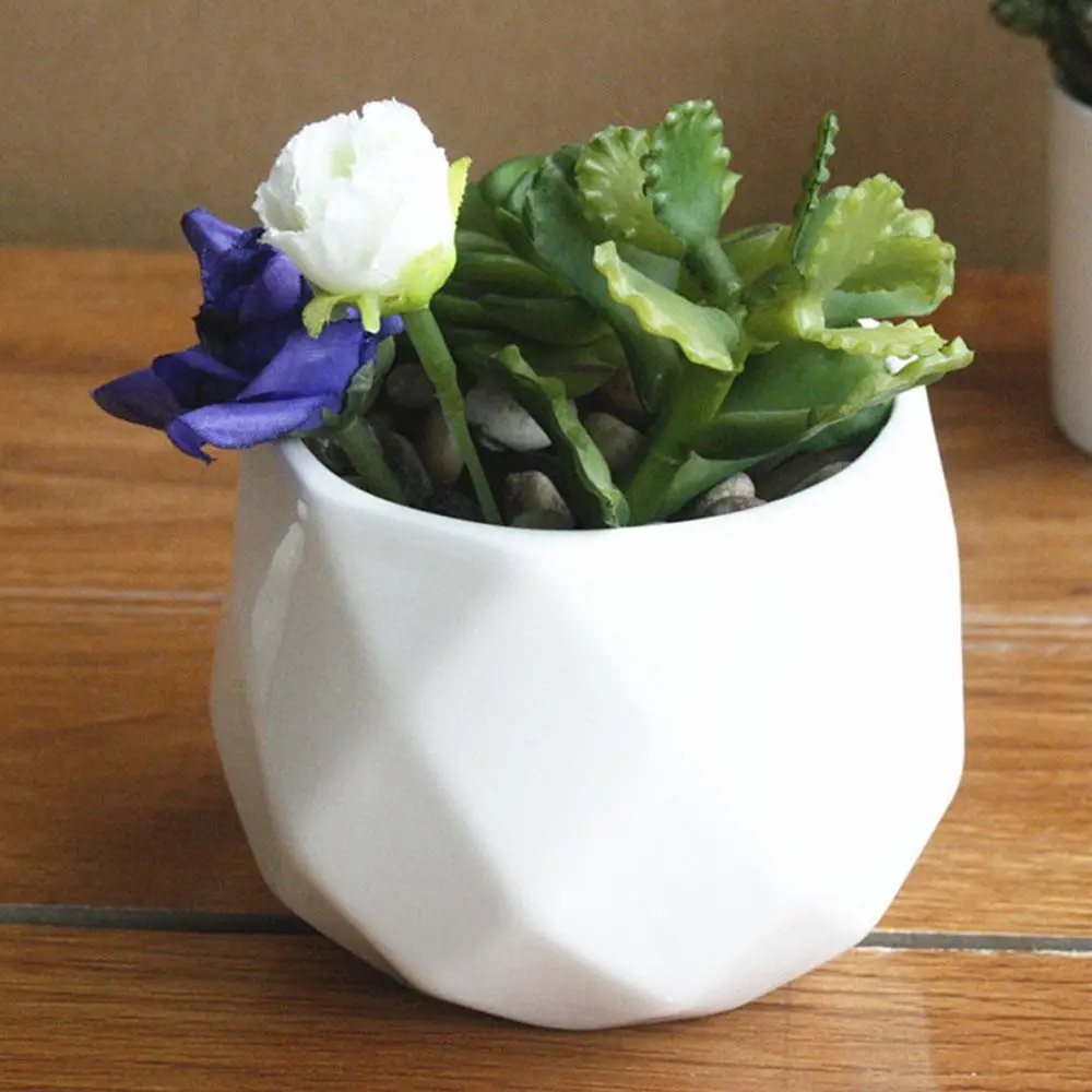 

Ceramic Modern White Flower Vase Multi-Faceted Vases Pot Home Garden Wedding Decoration New Year Gift