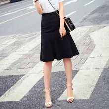 Модная летняя юбка трапециевидной формы с завышенной талией, юбка средней длины, черный, белый, серый цвет, женская тонкая юбка средней длины