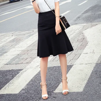 

2016 fashion sprint summer high waist a-line skirt bust skirt medium-long black white gray color female slim half-skirt