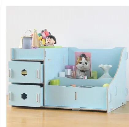 Nueva DIY madera cosmética organizador joyería cosmética organizador