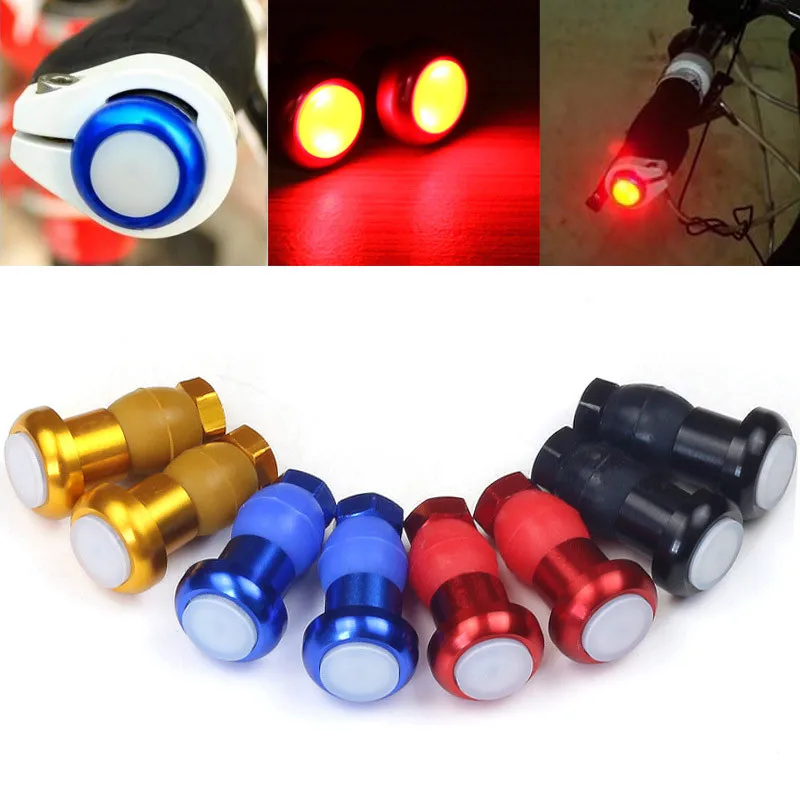 1 Pair LED Bicycle Bike Light Handlebar End Caps Handlebars Plugs