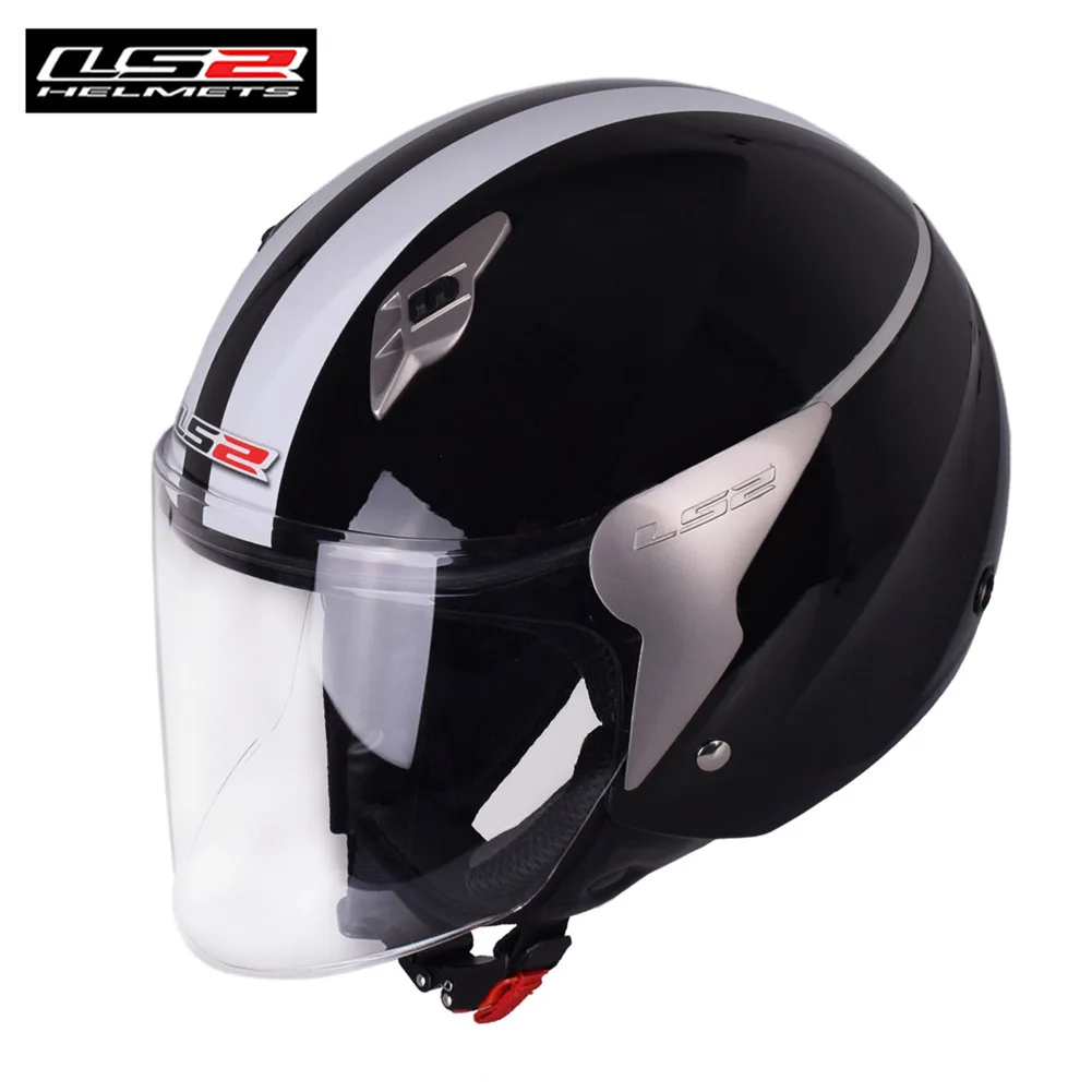 LS2 мотоциклетный шлем 3/4 с открытым лицом Casco Moto Capacetes de Motociclista скутер реактивный шлем мотоциклетный шлем каск - Цвет: Black White