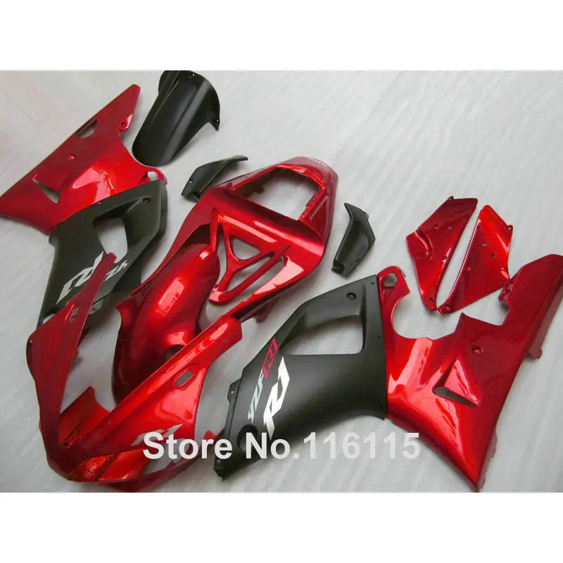 

MOTOMARTS hot sale fairings for YAMAHA YZF R1 2000 2001 matte black red ABS fairing kit R1 00 01 Injection molding 3129