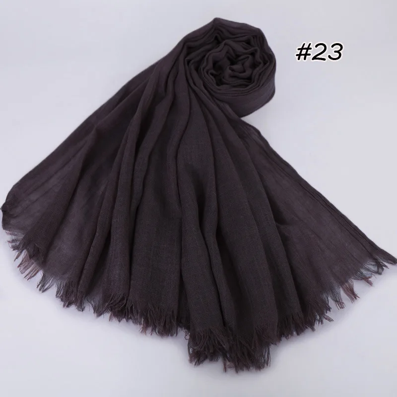 190*120cm oversize women muslim plain frayed hijab scarf femme musulman headscarf islamic shawls crinkle solid pashmina hijabs