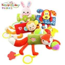 Счастливая обезьяна младенческой Плюшевые игрушки ремень кукла подвеска для коляски игрушки постельный ремень животных кровать висит