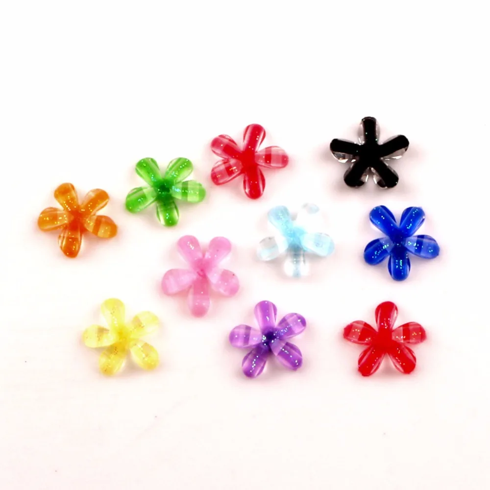 

100Pcs Mixed 10mm Resin Flower Decoration Crafts Flatback Cabochon Beads Embellishments For Scrapbooking DIY Accessories