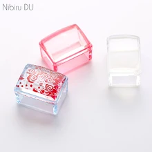 1 pçs claro jelly prego stamper cabeça de silicone rosa azul branco lidar com ferramenta de carimbo da arte do prego com raspador manicure conjunto(China)