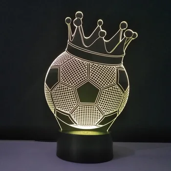

3D Vision LED Night Light Football Pattern Acrylic Table Lamp Home Decor Besides Desk Lampara Touch Switch Luminaria Veilleuse