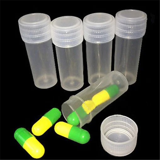 5 шт пластиковые пробирки для пробоотборников, маленькие бутылки, контейнеры для хранения таблеток, 5 мл