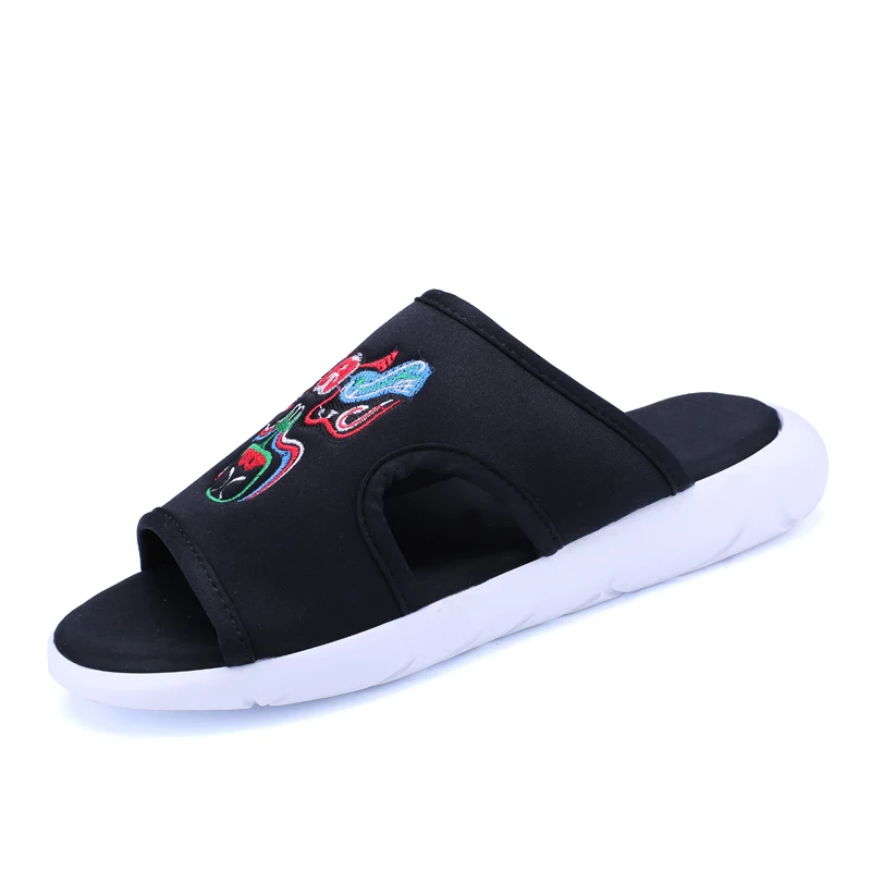 

GOXPACER Men Shoes Breathable Sandals Casual Shoes Slip On Lazy Elastic Band Beach Flip Flops Soft Sole New 2018 Free Shipping