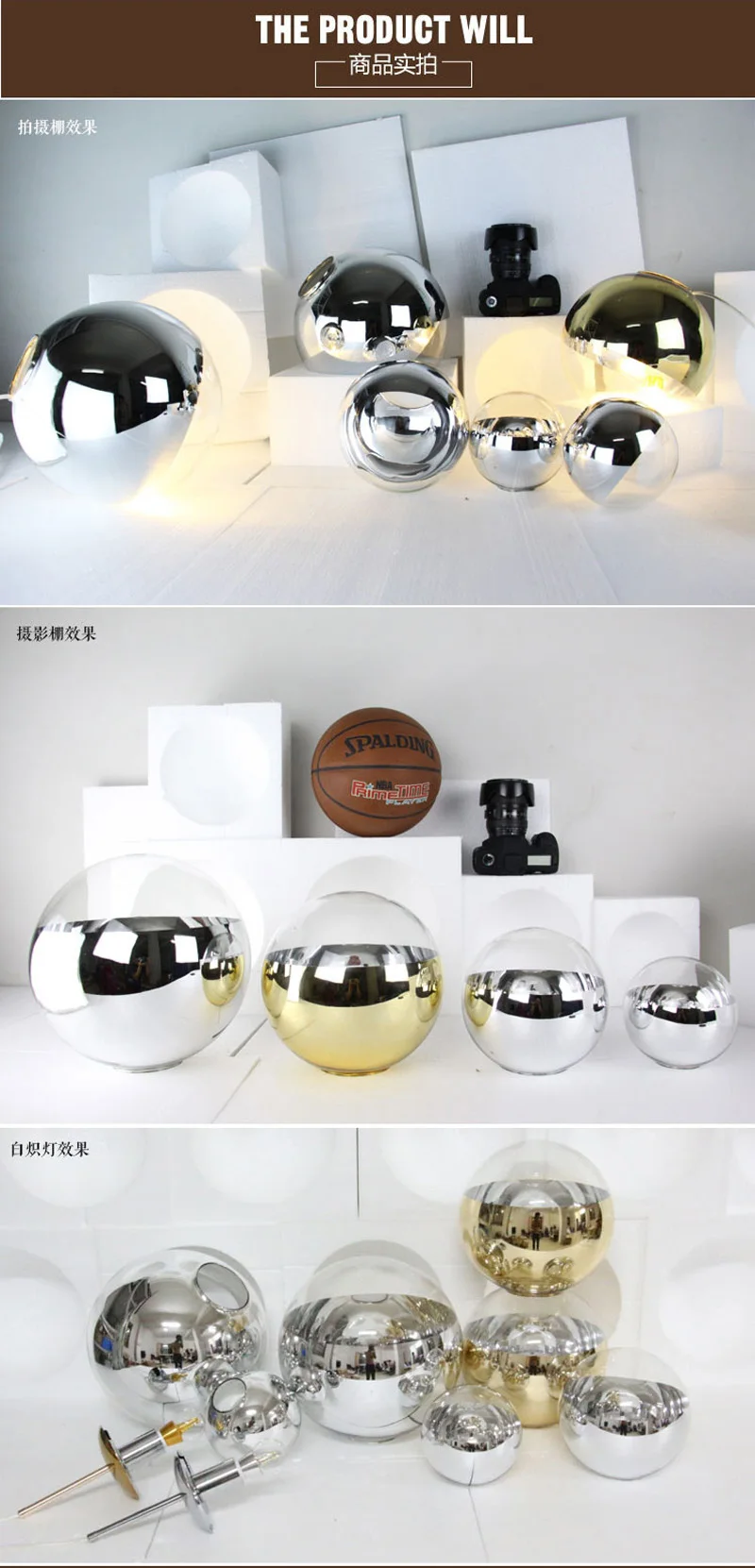 Copper Shade Pendant Lighting Modern Glass Globe Ball Pendant Light Round Ceiling Hanging Lamp luminaire Kitchen Light Fixture_3
