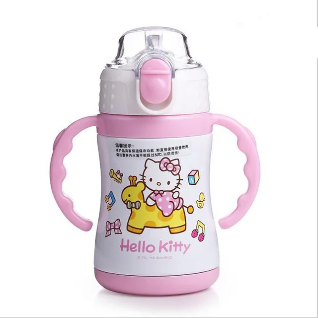 Hello Kitty 220ml stainless steel bpa free straw wholesale water bottle for babiesin Water