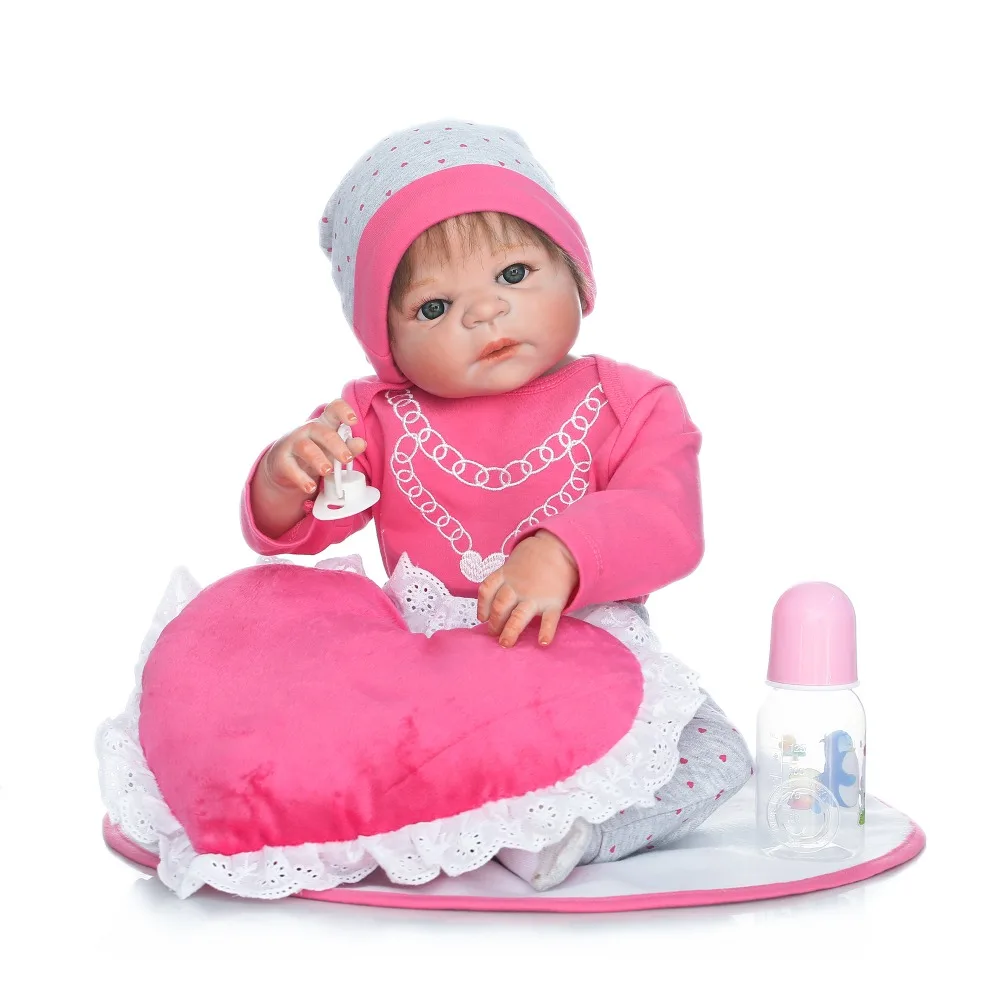 

23Inch 100% full silicone reborn dolls lifelike newborn real dolls for children gift blue/brown eyes bebe girl reborn bonecas