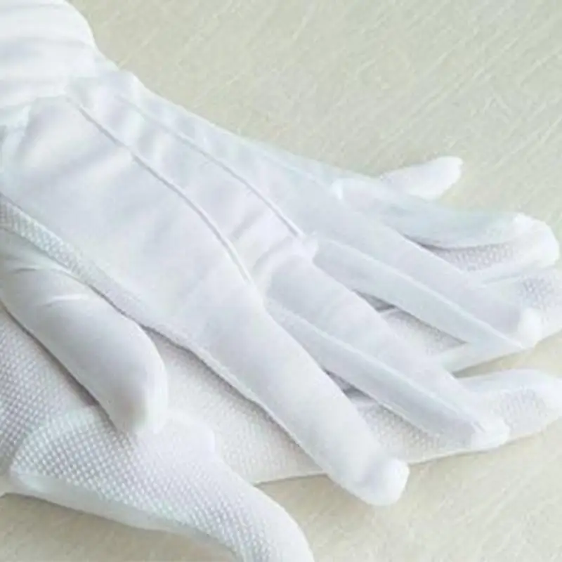 1 пара белые спандекс перчатки из лайкры полный палец руки протектор для мужчин и женщин официанты/водители/Ювелирные изделия/рабочие перчатки унисекс