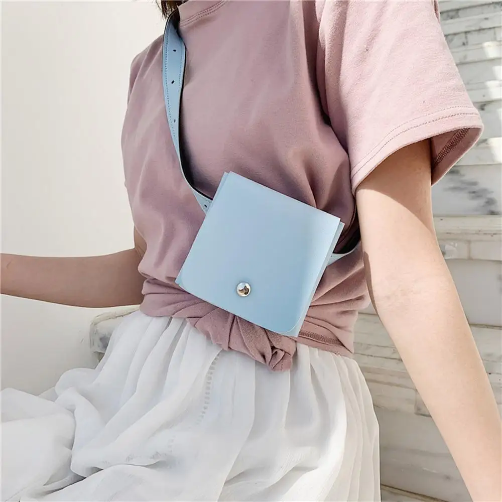 

Fashion Women Outdoor Hasp Solid Color Messenger Bag Chest Bag Small Waist Bag