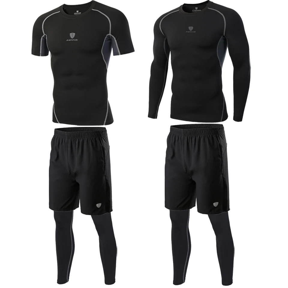 FANNAI мужской s компрессионный спортивный костюм, мужские баскетбольные футбольные тренировочные колготки, футболка для фитнеса и бега, мужские спортивные шорты AM333