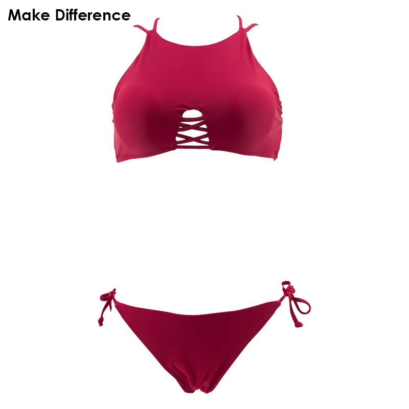 Make Difference Sexy Red Bikinis Sets 2018 Women's Swimwear Swimming