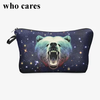 

Galaxy grizzly 3D Printing cosmetic bag organizer toiletry bag Fashion pencil makeup bags pouch necessaire makyaj cantasi