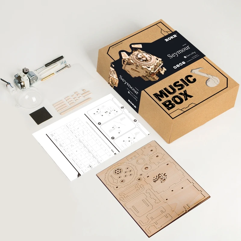 Robotime стимпанк DIY робот деревянная заводная Музыкальная шкатулка аксессуары для украшения дома Пасхальный подарок для мужчин AM601
