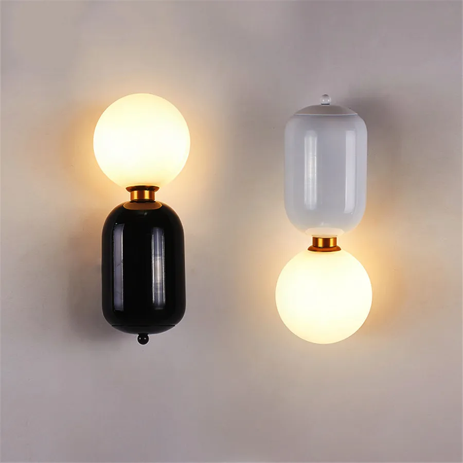 

BEIAIDI Nordic Minimalist Bedside LED Wall Lamp Modern Glass Ball Bedroom Study Corridor Aisle Sconce Mirror Front Wall Light