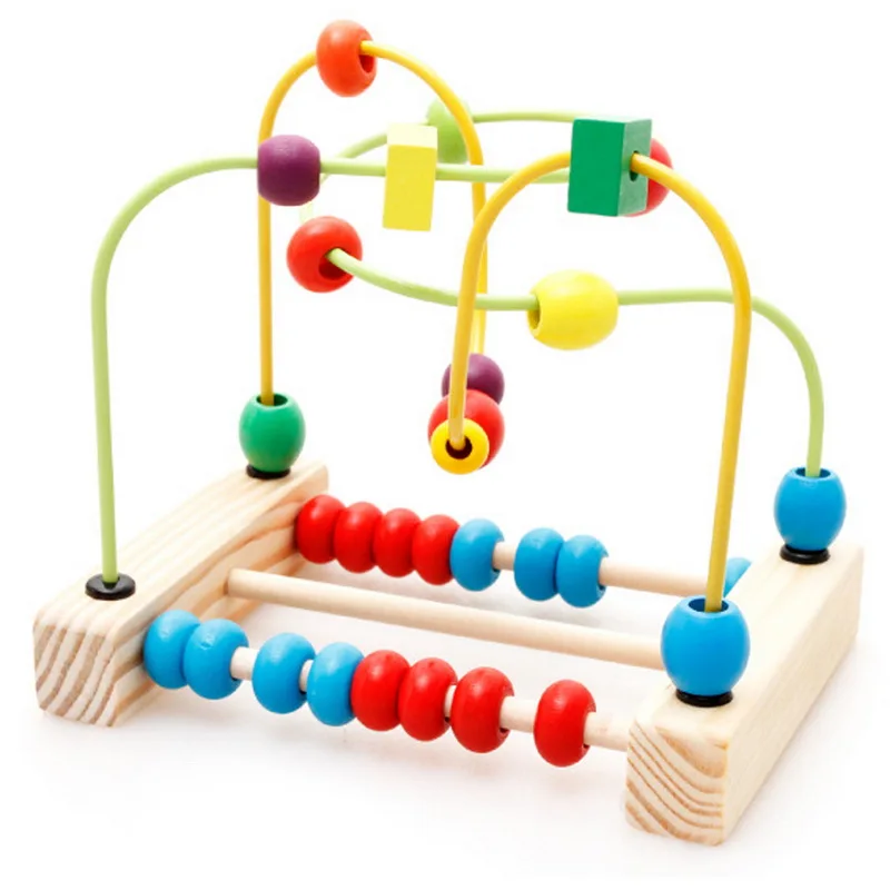 New Arrival Wooden toys Counting Bead Abacus Wire Maze Roller Coaster