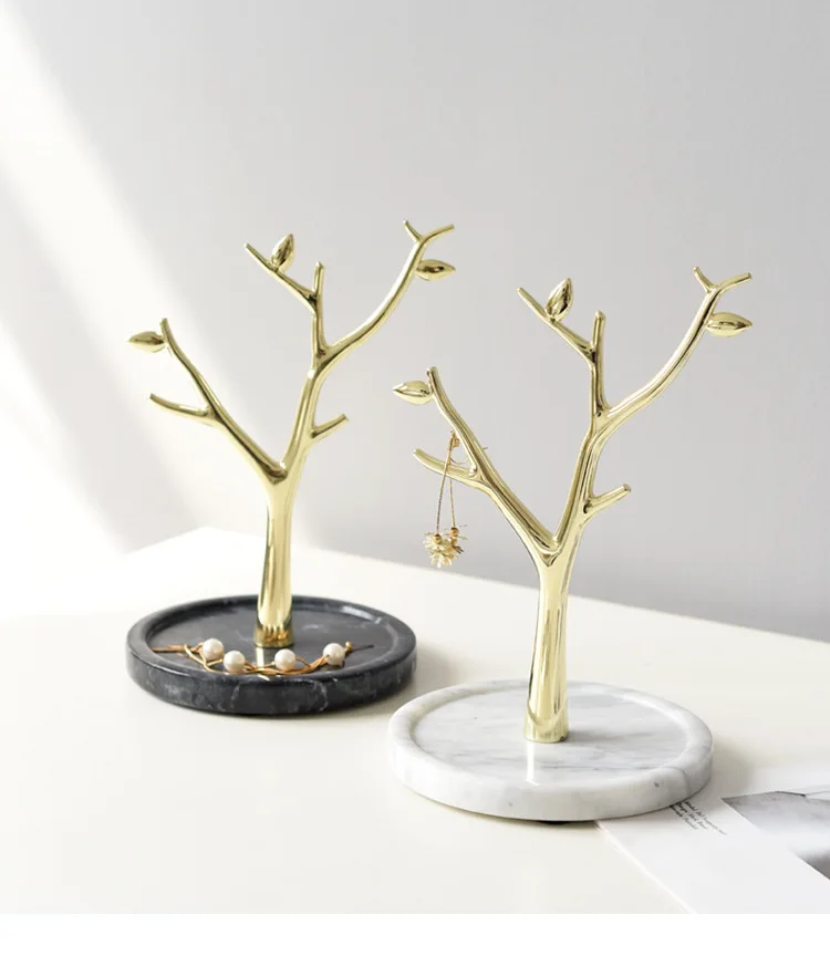New Natual Marble Leaf Branch Jewelry Stand for Home Decoration and Necklace Rings Display Tree Ornaments