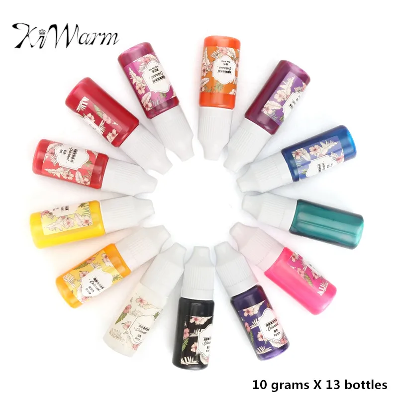 

KiWarm 13Pcs 10g Epoxy UV Resin Coloring Dye Colorant Pigment DIY Handmade Crafts Art Sets 13 Colors Easy Drop Tip Art Tool
