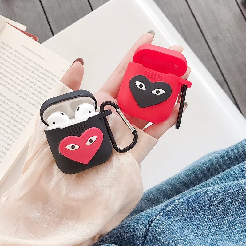 

Fashion HOT france japan brand heart soft silicone Bluetooth Wireless Earphone Case For Apple AirPods 1 2 bag Box Headset