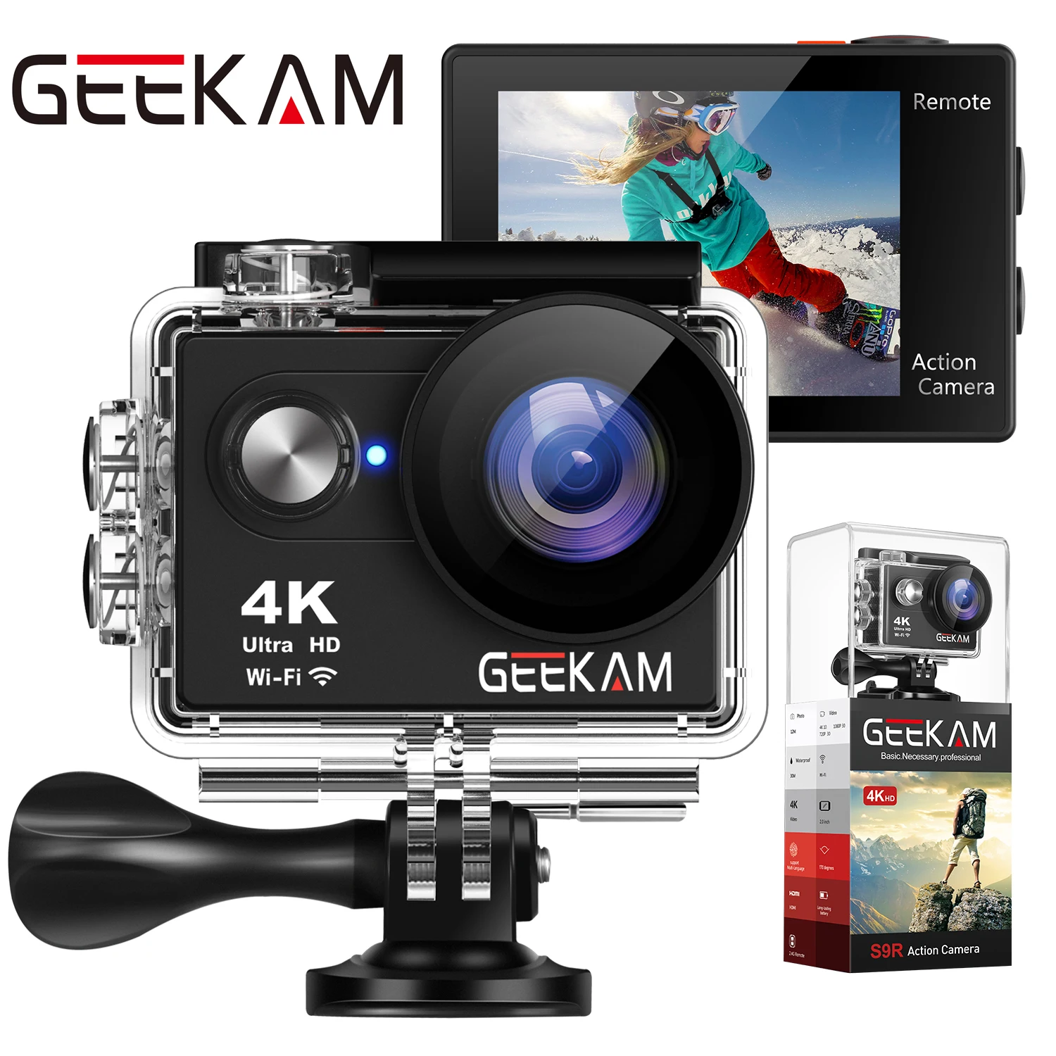 Экшн-камера GEEKAM S9R/S9 Ultra HD 4 K/10fps WiFi 2,0 Экшн-камера GEEKAM S9R/S9 Ultra HD 4 K/10fps WiFi 2,0