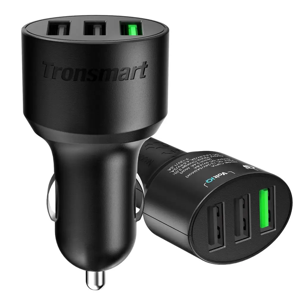 Tronsmart C3PTA Car Charger USB 3 USB Ports Quick Charge 3.0 VoltiQ Quick Car Charger for Xiaomi  for blackview phone power bank in stock (1)