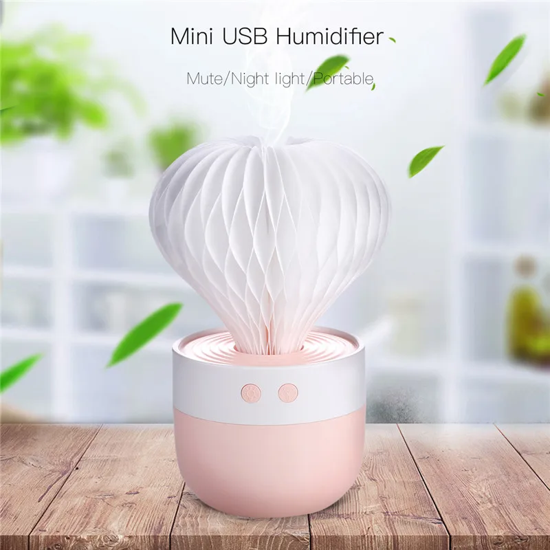 

USB Mist Mini Portable Humidifier for Home Office Car Travel Ball Cactus 150ml Humidifier with 7 Color LED Lights and No Noise25