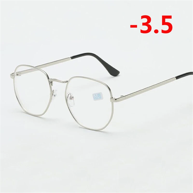 1,0-1,5-2,0-6,0 студенческие очки для близорукости золотой и черный Оправа синяя пленка короткие очки для коррекции зрения очки по рецепту - Frame Color: Myopia 350