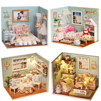 

Dollhouse Model DIY Apartment miniature Doll house furniture 4 style model special kids birthday gift