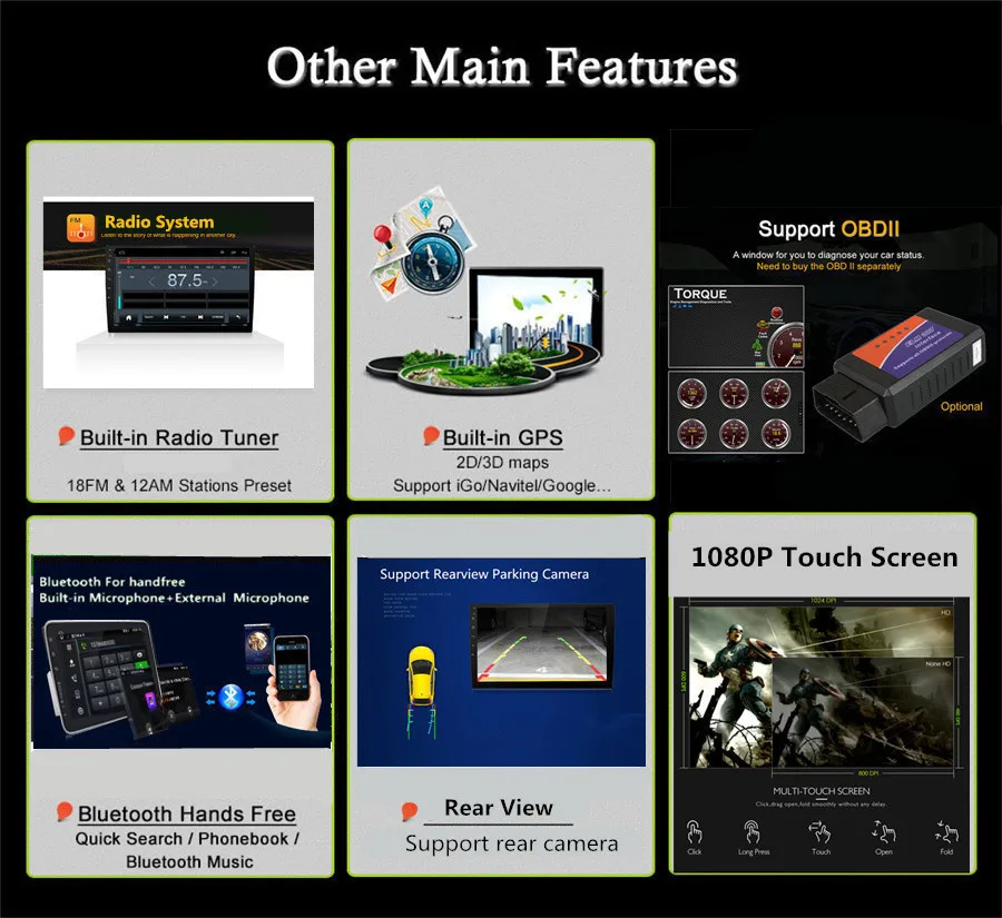 Cheap Universal 1DIN 9" Android 8.1 Rotatable Touch Screen Quad-core RAM 2GB ROM+32GB GPS Wifi Mirror Link 20