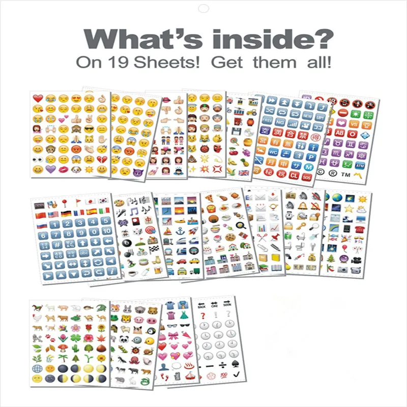 19 pieces lot Sheets Stickers Cute Lovely Smile Face For Notebook Message Twitter Vinyl Funny Creative