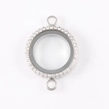 

10 PCS/LOT 30mm Round Magnetic Floating Locket With Rhinestone, With Hanger Add Lace