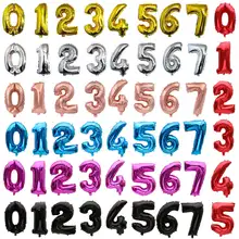 Воздушные шары из фольги с цифрами 1" 32" Цвета: розовый, золотистый, серебристый, игрушечный воздушный шар для детского душа, украшения для свадьбы, дня рождения, вечеринки, Детские воздушные шары