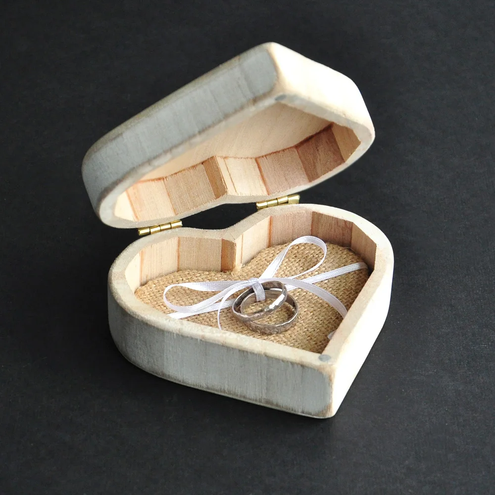 

Customized Wedding Ring Box,Rustic Heart Shape Ring Bearer Holder,Engraved Wooden Ring Pillow,Proposal Engagement Box