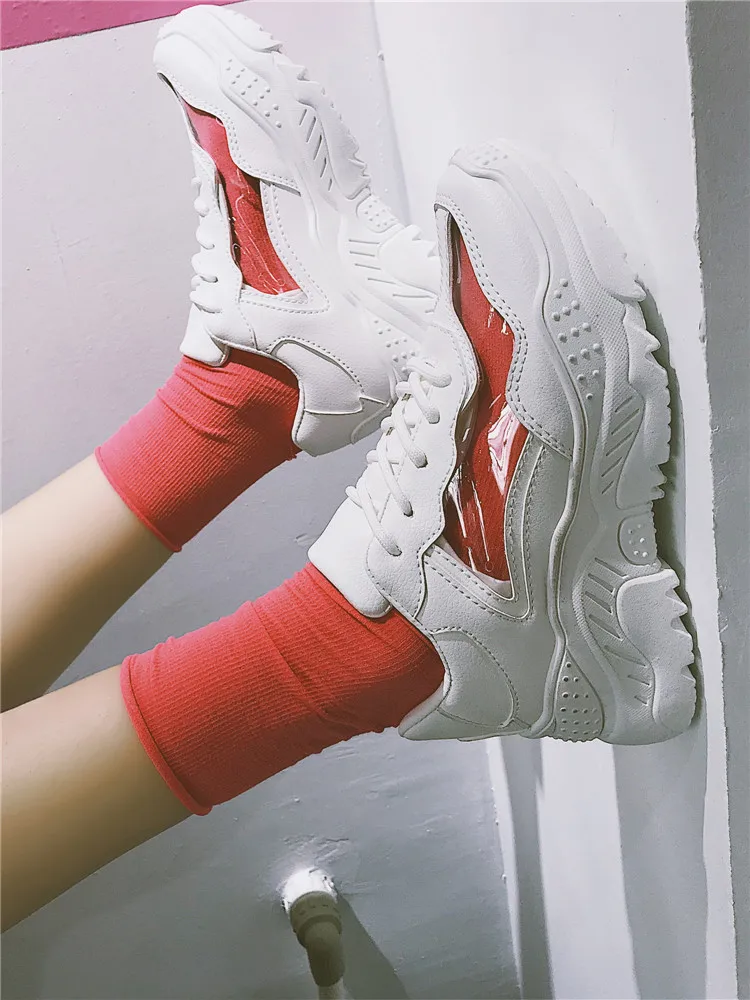 À jaune Clair Talons lavande Épaisses Chaussures blanc vert Tendance Nouveau Chaussettes Rose Gelée Hauts Sport De Semelles Harajuku rouge Occasionnels 2018 Chaussures Mode Envoyer Style Hq7S8vxB