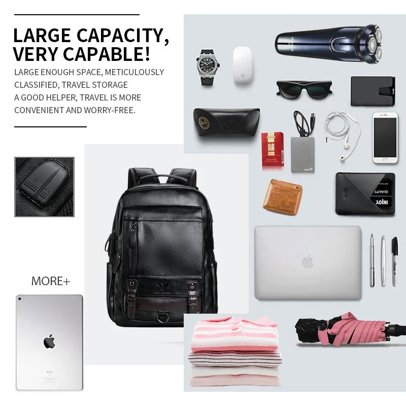 LIELANG Mochila de los hombres Mochila Masculina de los hombres de moda tendencia de gran capacidad de ocio juvenil de viaje en negro de cuero bolso de la computadora de los hombres LIELANG Mochila de los hombres Mochila Masculina de los hombres de moda tendencia de gran capacidad de ocio juvenil de viaje en negro de cuero bolso de la computadora de los hombres