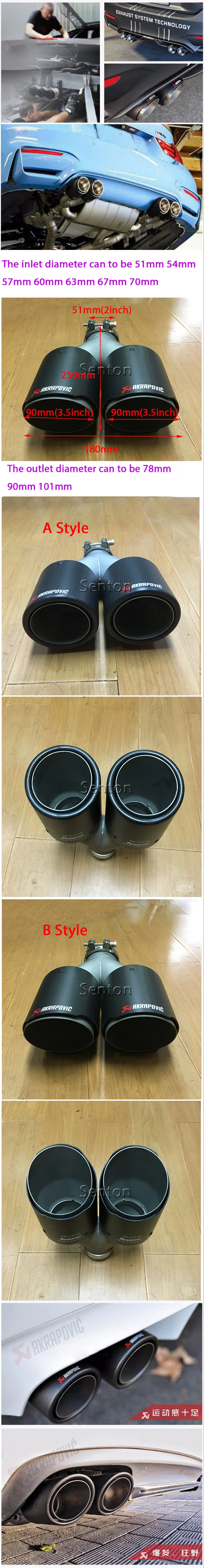 Unviersal DUAL 4/" Exhaust Tip Muffler Round-Shaped For Acura Audi Nissan Subaru
