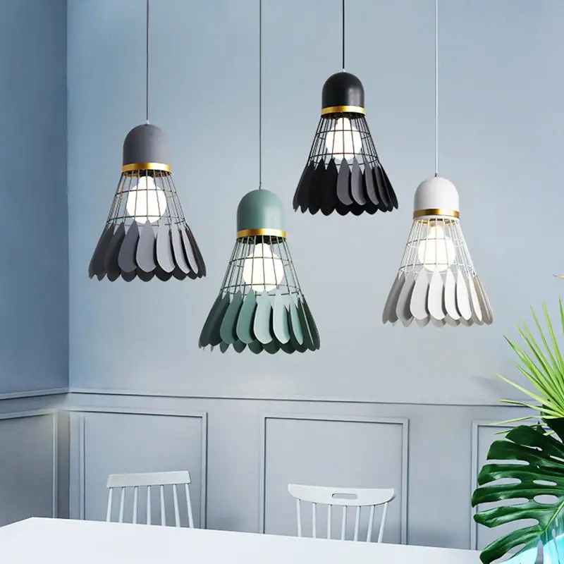

Nordic Badminton Pendant Lamp Cafe Bar Restaurant Hanging Lighting Modern Iron Bedroom Light