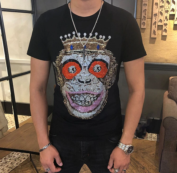 high quality man tee 2019 new design hot-drill tshirt European style