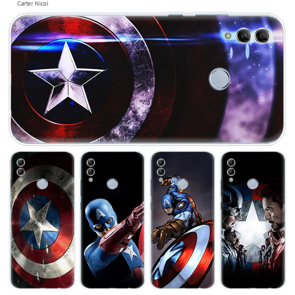 

SuperHero Captain America Silicone Case Cover for Huawei Honor 10 Lite 8C 8X 7C Y6 Y7 Y9 Prime 2018 2019 7A Pro 7C Enjoy 8 9 Plu