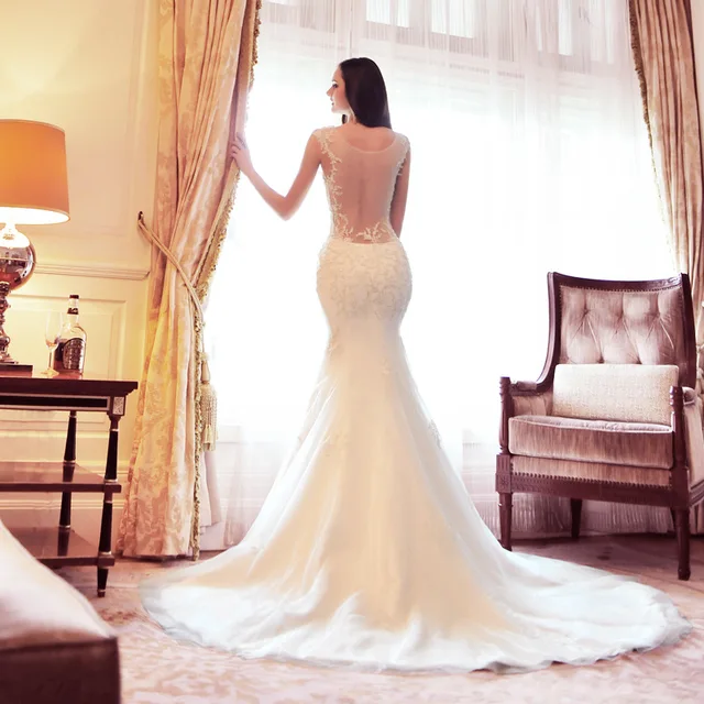 2017 New Summer Day Silk Tulle Straps Ella Fishtail Wedding Dress 2017 New Summer Day Silk Tulle Straps Ella Fishtail Wedding Dress Y Lace Whole Korean Tail
