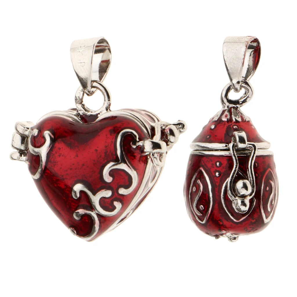2 Pieces Love Heart Oval Teardrop Enamel Openable Cremation Keepsake Urn Pendant Pet Human Ashes Holder Memorial
