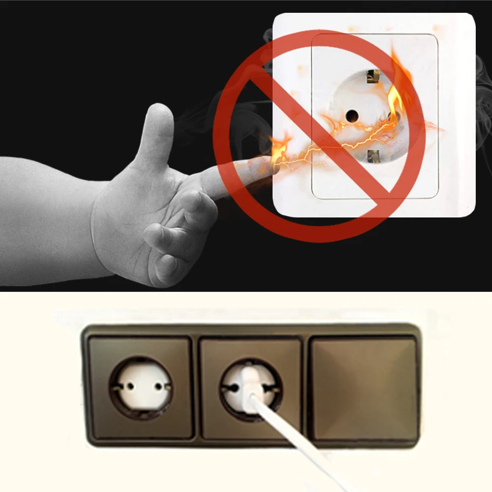 10pcs EU Power Socket Electrical Outlet Baby Kids Child Safety Guard Protection Anti Electric Shock Plugs Protector Rotate Cover